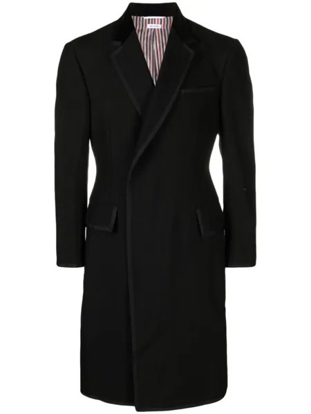 Длинное пальто с лентами Thom Browne, черный