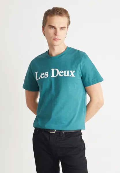 Футболки с принтом CHARLES Les Deux, бирюзовый синий