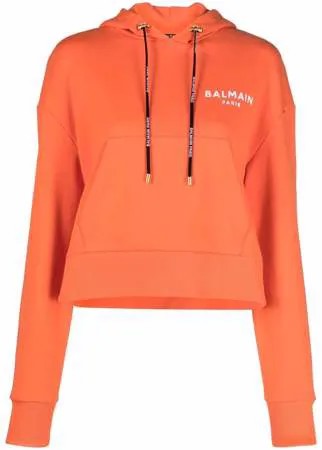 Balmain укороченное худи с логотипом