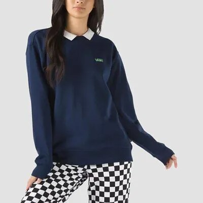 Vans Brighton Polo Crewneck Womens Dress Blues Casual Lifestyle Top Sweatshirt Top