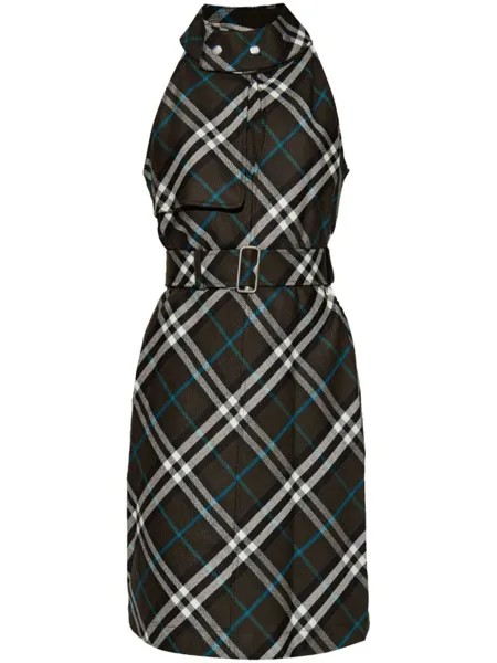 Burberry платье с узором в клетку, зеленый