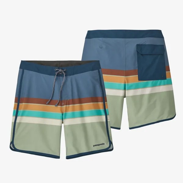 Мужские шорты Hydropeak с фестонами Patagonia, цвет Santa Cruz Stripe Long: Pigeon Blue