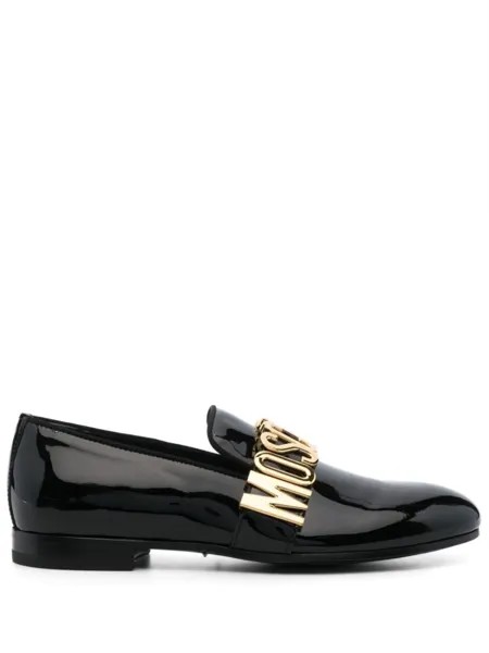 Moschino лакированные лоферы с логотипом, черный
