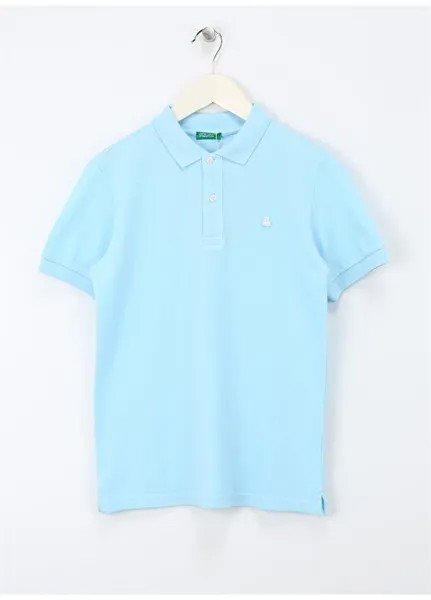 Голубая мужская футболка-поло 3089C300R Benetton, светло-синий