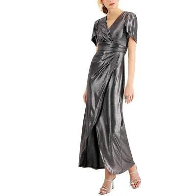 Женское платье макси с запахом серебристого цвета металлик NW Nightway 8 BHFO 4616