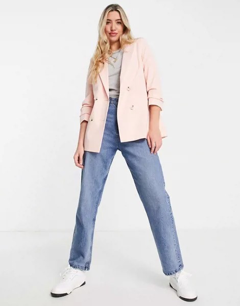 Розоватый двубортный пиджак Miss Selfridge-Розовый цвет