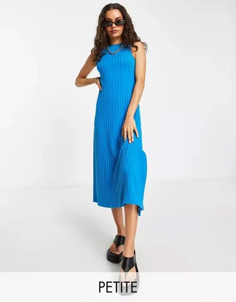Синее платье миди премиум-класса из джерси с широкими рубчиками Topshop