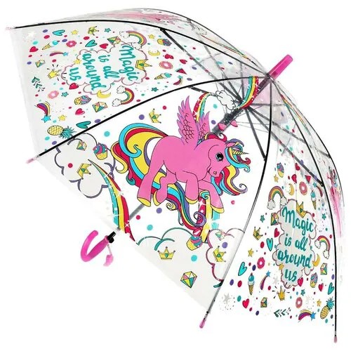 Зонт-трость Играем вместе, бесцветный, розовый