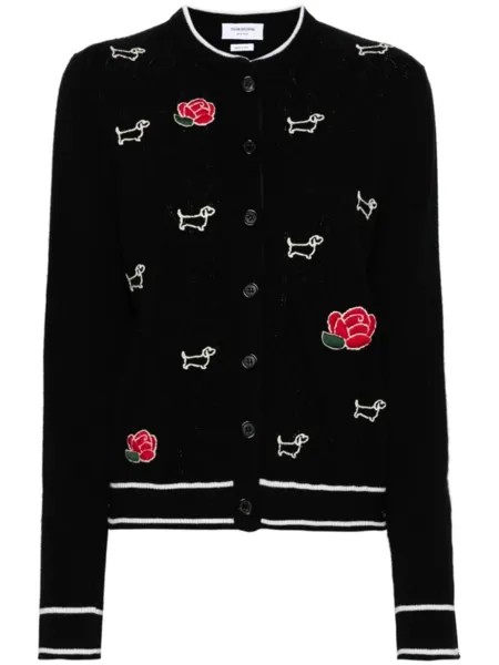 Thom Browne шерстяной кардиган Hector And Rose с вышивкой, черный