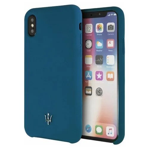 Чехол Maserati Silicone для iPhone XS Max, синий