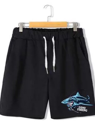 Мужской Спортивные шорты акула & с текстовым принтом на кулиске