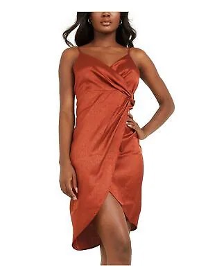 Женское оранжевое вечернее платье с запахом на тонких бретелях и завязками спереди QUIZ 12