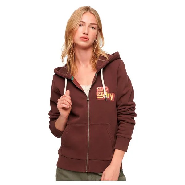 Толстовка Superdry 70´S Classic Logo Full Zip, коричневый