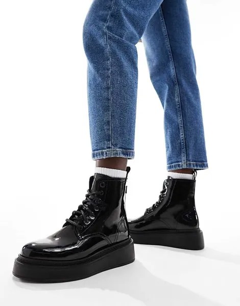 Levi's – Harlow – лакированные туфли на шнуровке черного цвета