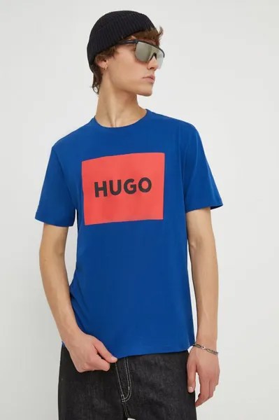 Хлопковая футболка Hugo, синий