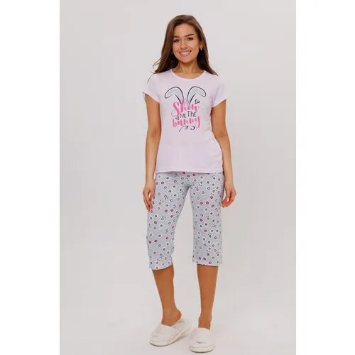 Комплект Modellini, бриджи, футболка, короткий рукав, размер 46, розовый