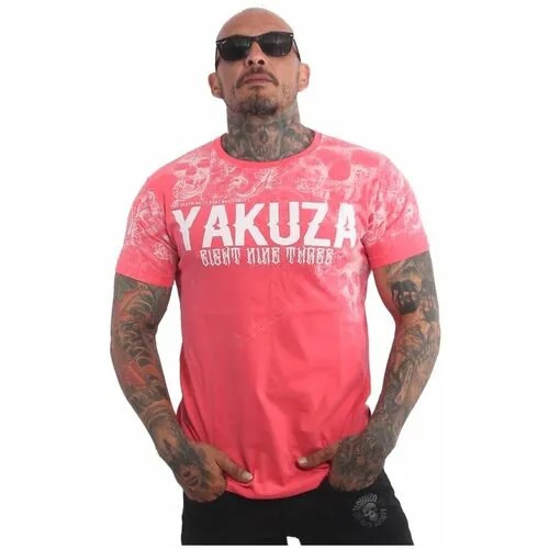 Футболка Yakuza, хлопок, размер 2XL, коралловый, розовый