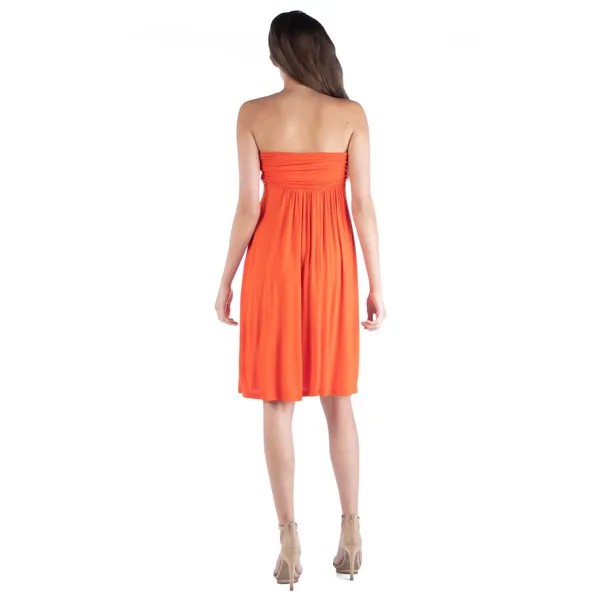 Женское плиссированное мини-платье без бретелек 24seven Comfort Apparel с завышенной талией 24Seven Comfort Apparel, оранжевый