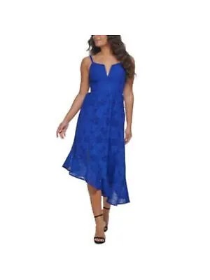GUESS Женское синее платье с подкладкой и асимметричным подолом на подкладке под бюст 10