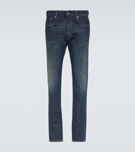 Потертые узкие джинсы Ralph Lauren Purple Label, синий