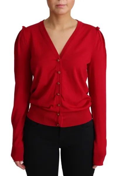 DOLCE - GABBANA Свитер красный шерстяной женский кардиган с глубоким v-образным вырезом IT42/US8/M Рекомендуемая розничная цена 1300 долларов США
