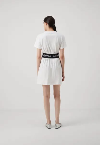 Платье из джерси Logo Tape Dress KARL LAGERFELD, белое