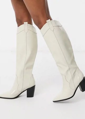 Белые ботфорты в стиле вестерн ASOS DESIGN-Белый
