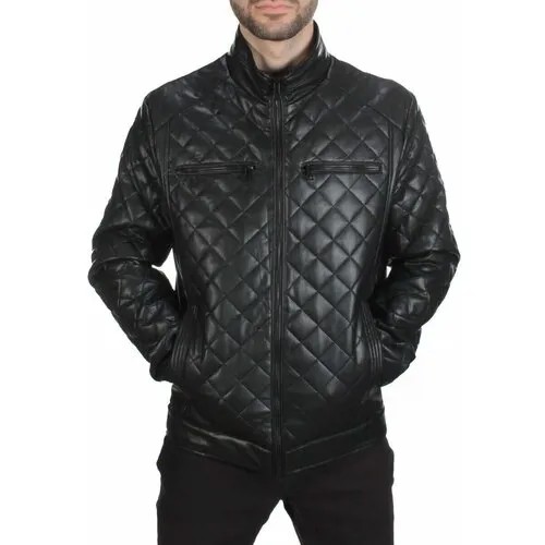 Кожаная куртка , размер 70(64 российский), черный