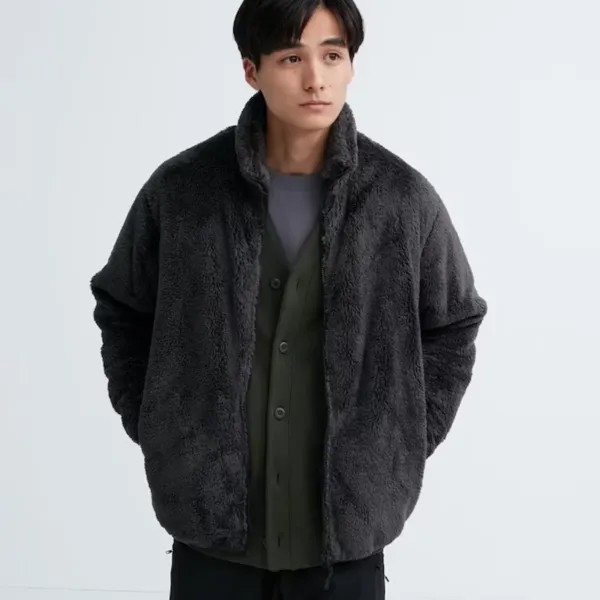 Толстовка Uniqlo Unisex Fluffy Fleece, темно-серый