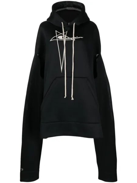 Rick Owens худи с вышитым логотипом, черный