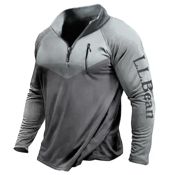 Llbean Мужская быстросохнущая футболка с воротником-стойкой на молнии 1/4 на открытом воздухе 50+ солнцезащитная молния с карманом походный спортивный пуловер тактический