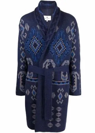 ETRO кардиган вязки интарсия с поясом