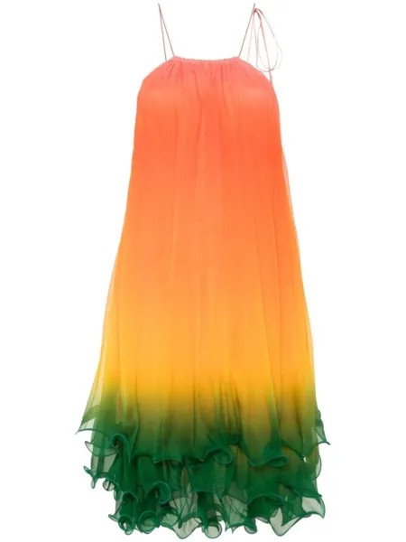 Casablanca платье миди Rainbow Gradient, оранжевый