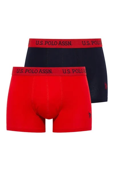 Хлопковые боксеры с логотипом, 2 пары U S Polo Assn , красный