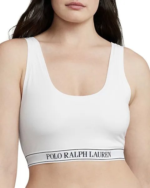 Укороченный бюстгальтер без косточек Essentials Polo Ralph Lauren, цвет White