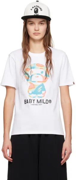 Белая футболка с жидким камуфляжем Baby Milo Bape, цвет White/Green