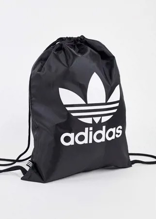 Черная сумка с затягивающимся шнурком и логотипом-трилистником adidas Originals adicolor-Черный цвет