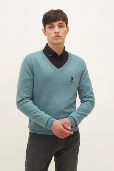 Пуловер мужской U.S. POLO Assn. G081GL0TK0GTD02-GLBSK21 бирюзовый XS