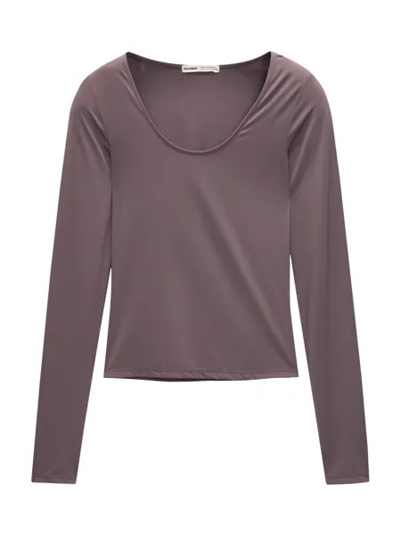 Лонгслив Pull&Bear, цвет Aubergine