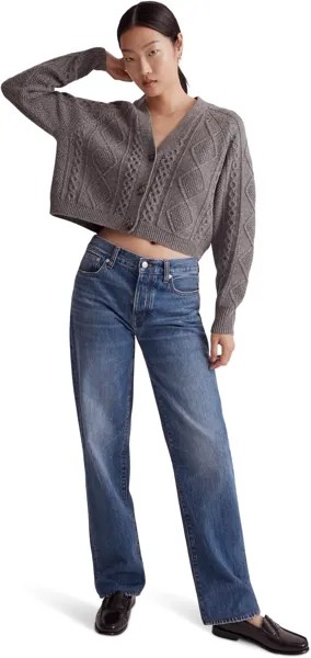 Свитер Cable-Knit Crop Cardigan Madewell, цвет Heather Graphite