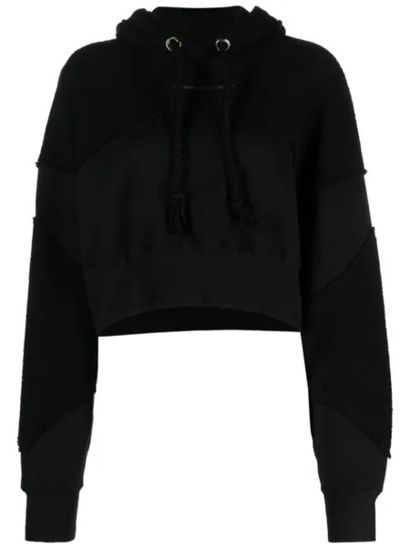 Khrisjoy logo-print cotton cropped hoodie, черный