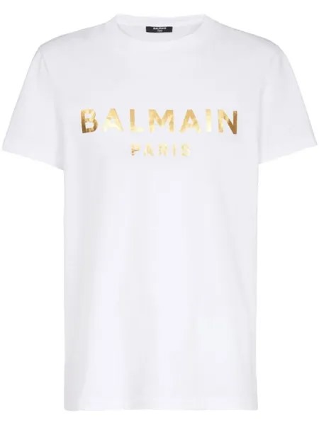 Balmain logo-print short-sleeved T-shirt, белый