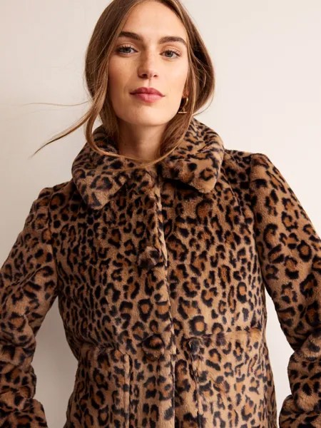 Йоркское пальто из искусственного меха Boden, леопард