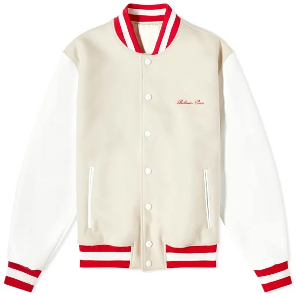 Куртка Balmain Signature Varsity, цвет Ivory, White & Red