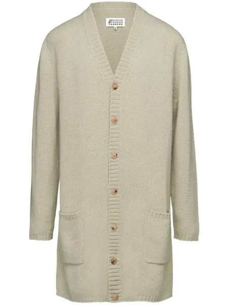 Шерстяной кардиган с V-образным вырезом Maison Margiela, серый