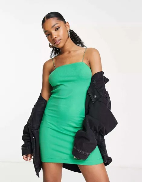 Ярко-зеленое облегающее мини-платье на бретелях Only Jersey