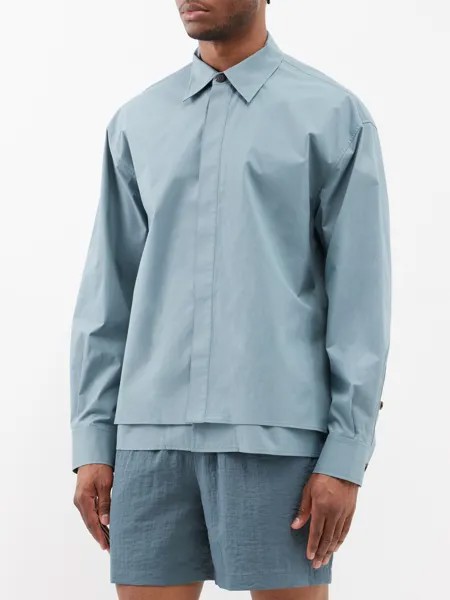 Двухслойная рубашка из хлопкового поплина Le17Septembre, синий