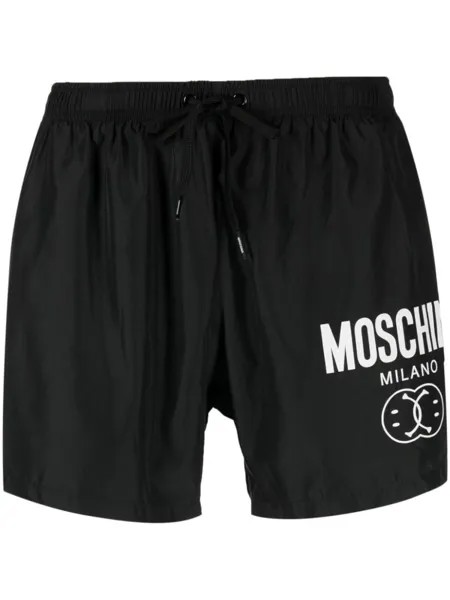 Moschino плавки-шорты с логотипом, черный
