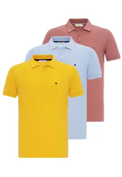 Рубашка-поло Sino Regular Fit Short Sleeve anou anou, желто-голубо-розовая