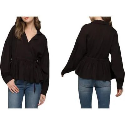 Женская черная блузка с запахом Moon River, S BHFO 8559